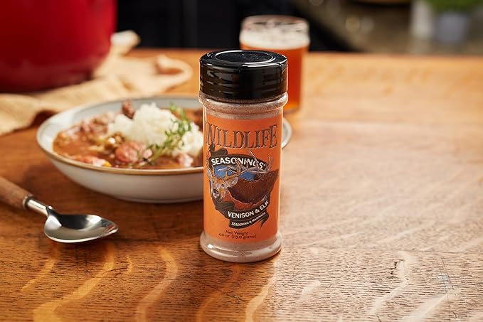 Wildlife Seasonings Venison & Elk Marinade – Wine Based with Robust Earthy Spices for a Bold Flavor for Wild Game, Beef & Duck | Seasoning & Spicy Marinade Blend for Grilling & Roasting | 4.0 oz Jar