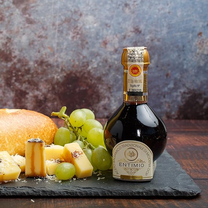Entimio Extra Vecchio - DOP Aged 25+ Years Traditional Modena Balsamic Vinegar from Modena, Italy - Authentic from Small Family Producer, Giftbox with Product and Producer Info - 3.4 fl oz