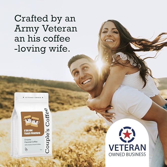 Couple?™s Coffee Ground Coffee | Gives Back to Military Families | S?™more Than Friends | Medium Roast S?™more Flavored Coffee | Made with 100% Arabica Beans | 12oz bag brews about 34 cups