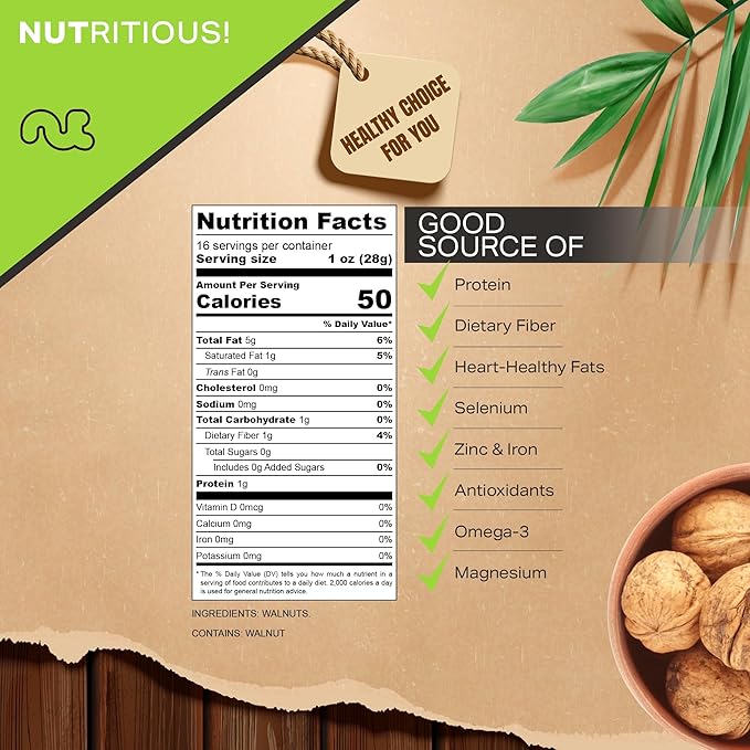 NUT CRAVINGS - Raw Walnuts In Shell, Whole, (16oz - 1 LB) Packed Fresh in Resealable Bag - Nut Snack - Food Assortments Ideal for Trail Mixed Nuts
