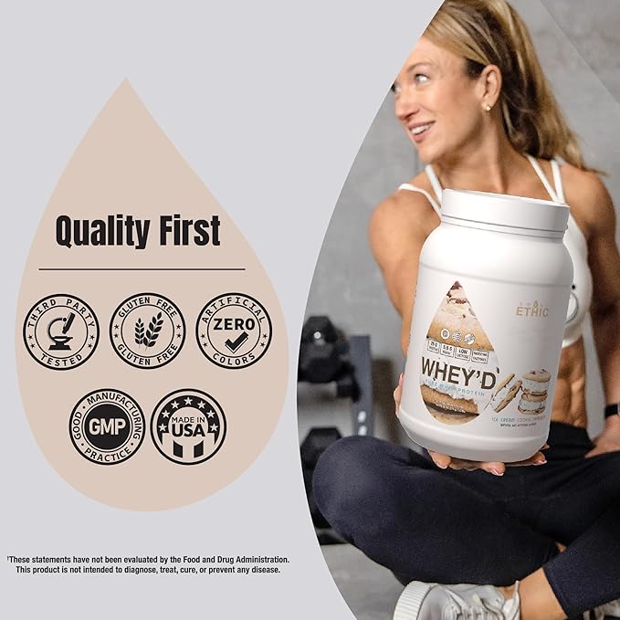 Whey'd Protein Powder, 25 G Whey Protein Blend with Concentrate, Isolate & Hydrolysate, Low Lactose & Digestive Enzymes for Easy Mixing, Ice Cream Cookie Sandwich Flavor, 25 Servings