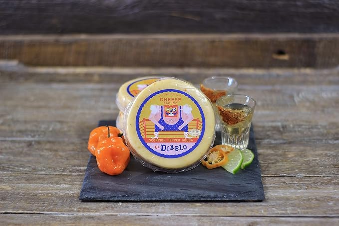 Cheese Bros. Spicy Cheese Lovers Gift Box | Fresh from Wisconsin | Gouda varieties include Honey Sriracha, Mango Habanero, El Diablo Scorpion Pepper and Smoked 3 Amigos Triple Pepper | Food Gifting Idea