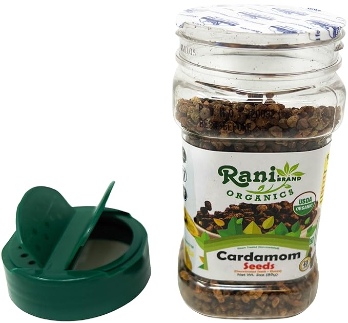 Rani Organic Cardamom (Elachi) Decorticated Seeds (from Green Cardamom) Indian Spice 3.5oz (100g) PET Jar ~ All Natural | Vegan | Gluten Friendly | NON-GMO | Indian Origin | USDA Certified Organic