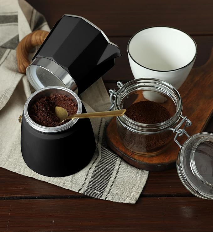AGOGO Milano Moka Pot, Stovetop Espresso Maker, Greca, Coffee Percolator, Turkish Coffee Maker with Paper Filter 6 Cup Black