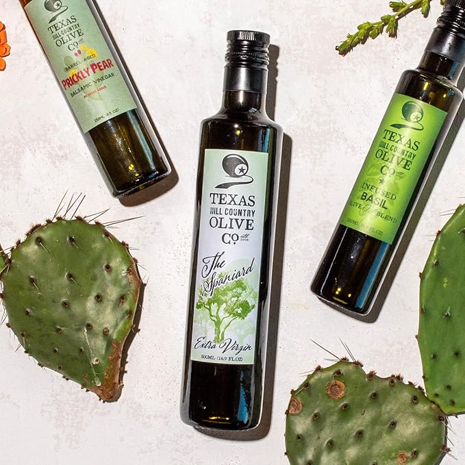 Texas Hill Country Olive Co Spaniard Extra Virgin Olive Oil - Cold Pressed EVOO Gourmet Olive Oil - Rich & Fruity - Perfect for Finishing & Dressing - Award Winning & Made in Texas (16.9 Fl Oz)