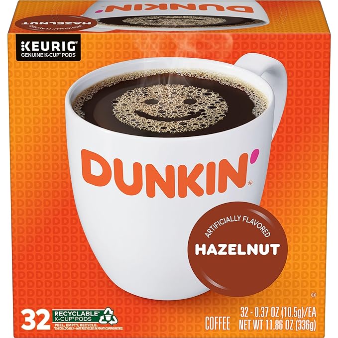 Dunkin' Hazelnut Flavored Coffee, 128 Keurig K-Cup Pods