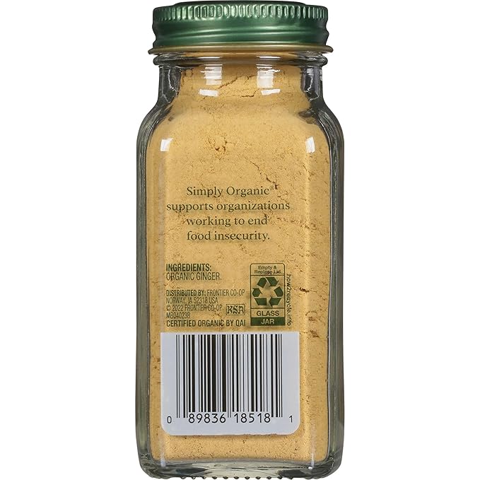 Simply Organic Ground Ginger Root, 1.64 Ounce, Non ETO, Non Irradiated, Non GMO, Complements Both Sweet & Savory Dishes (Pack of 2)