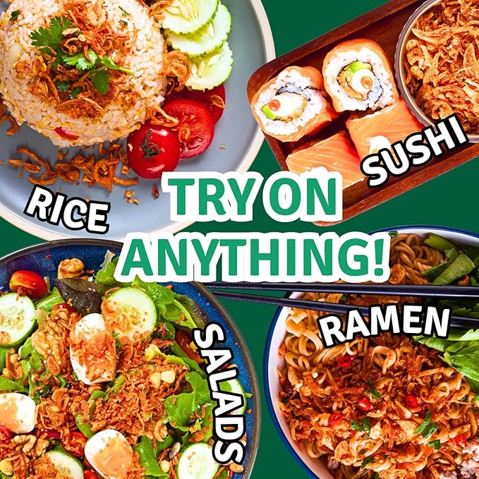 MaeMai Chili Crisp (MILD Spice) - Premium Onion & Garlic Flakes - Crispy All-Purpose Seasoning, Topper | Keto, vegan, gluten-free. Crunchy condiment for ramen add ons, rice seasoning, salads | 9.52 oz (3-PACK)