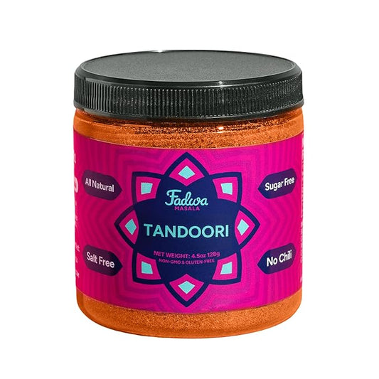 Fadwa Masala Tandoori Spice Mix - 4.5 oz Jar, Salt & Sugar Free, Non-Spicy Authentic Desi Spices for Pakistani & Indian Cooking, Curry, Garam Masala - No Artificial Ingredients - Gluten Free