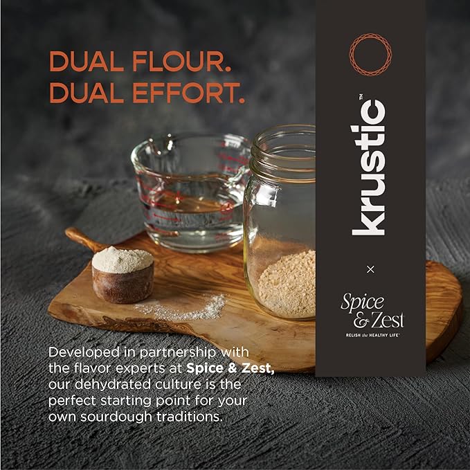 Dual-Flour Organic Sourdough Starter Culture - Fast-Activating Dehydrated Chips with Natural Wild Bread Yeast - Non-GMO Flour Sourdough Bread Starter - Ideal for Homemade Artisan Bread & Baking Beginner