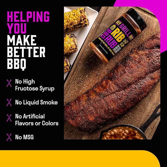 Hey Grill Hey | Rib Rub | BBQ Rub | Rib Seasoning | Beef & Pork Seasoning | BBQ Chicken and More | NBBQA Award Winning Barbeque Blend | 10.4oz