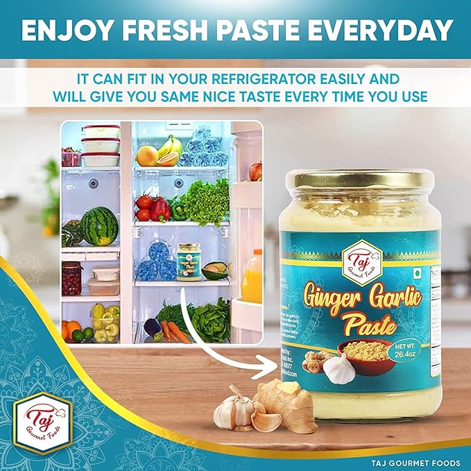 TAJ Ginger Garlic Puree | Fresh Ginger Garlic Cooking Puree | 300g (10.5oz)