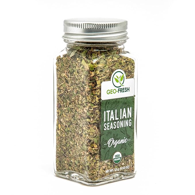 Geo-Fresh Organic Italian Seasoning, 0.53 oz (15g), Non-GMO, Kosher, 100% Organic Herbs, Basil, Oregano, Parsley, Thyme, USDA Certified