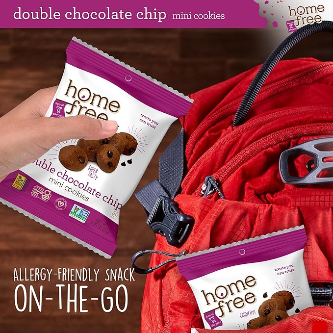 Homefree Treats You Can Trust Gluten Free Mini Cookies, Single Serve, Double Chocolate Chip, 0.95 Ounce (Pack of 64)