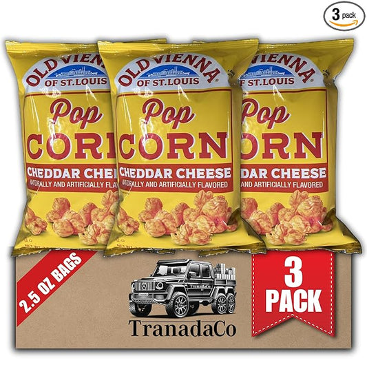 Old Vienna of St. Louis Cheese Popcorn 2.5oz Bag, 3-Pack Cheddar Flavor Snack (by TranadaCo)