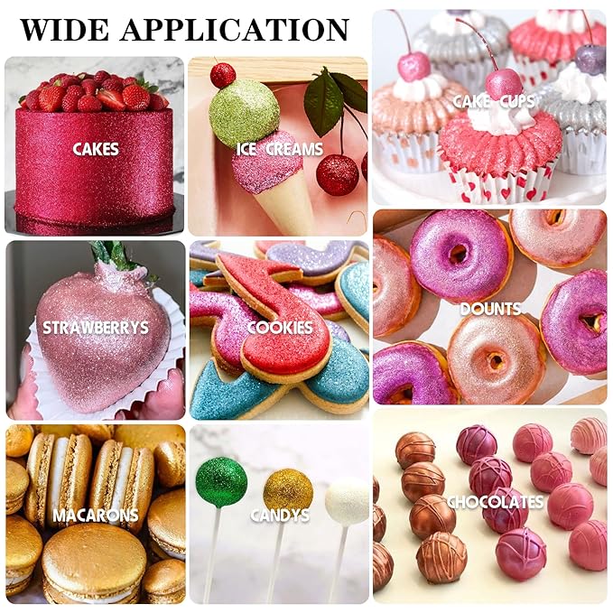 Iridescent Edible Glitter Spray, 20g Luster Dust Edible Glimmer Powder for Sparkling Cocktails, Cake, Cupcakes, Wine, Beverage, Food Grade Shimmer Dust Powder for Baking, Drinks, Cookies Decoration