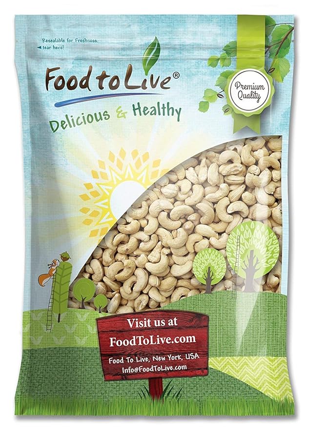 Food to Live - Raw Cashews, 10 Pounds ??Deluxe Whole Nuts, Unsalted, Unroasted Fancy Snack, Size W-320, Kosher, Vegan, Bulk, Rich in Magnesium