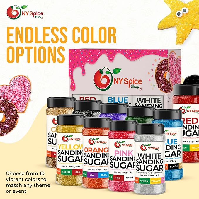 NY Spice Shop Yellow Sanding Sugar - 4 Ounce Sweet Colorful Edible Sprinkles For Candy Dish - Sugar Sprinkles For Cake Decorating Basket & Dishes