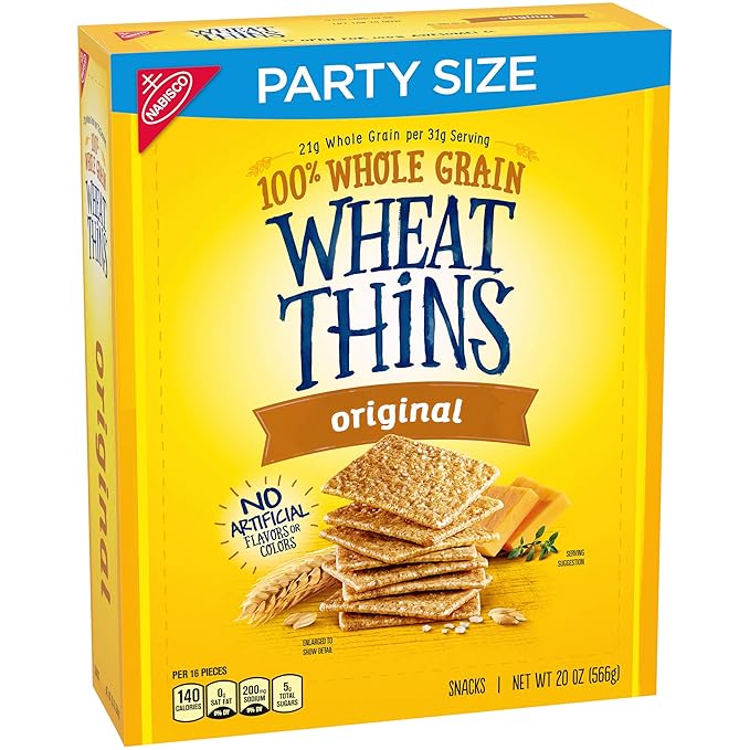 Wheat Thins Original Whole Grain Wheat Crackers, Party Size, 20 oz Box (Pack of 2)