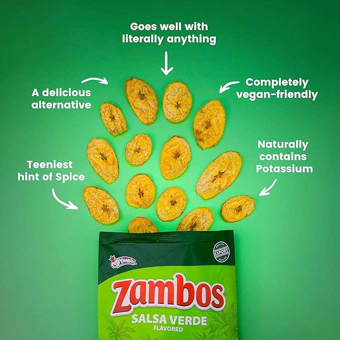 Zambos Plantain Chips Salsa Verde (Pack of 12)
