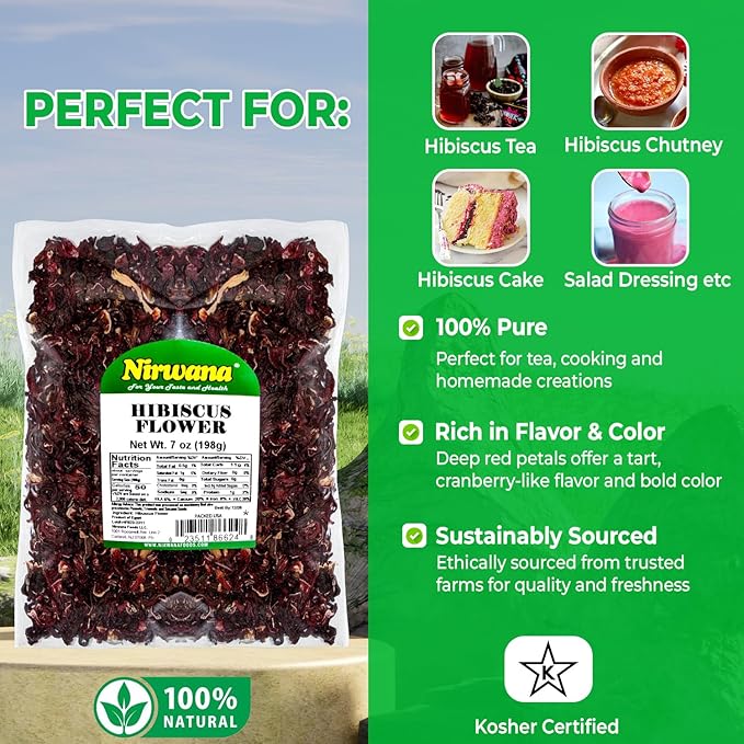 Premium Dried Hibiscus Flowers ??Whole Flower Petals for Herbal Infusions, Loose Leaf Blends, and Culinary Use ??Perfect with Dandelion Root, Raspberry Leaf, and More