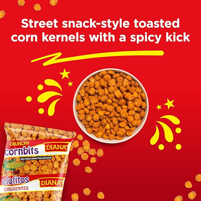 Diana Elotitos Crunchy Corn Kernel Snacks, Spicy Piquete Flavor, 4.05 Oz (Pack of 8)