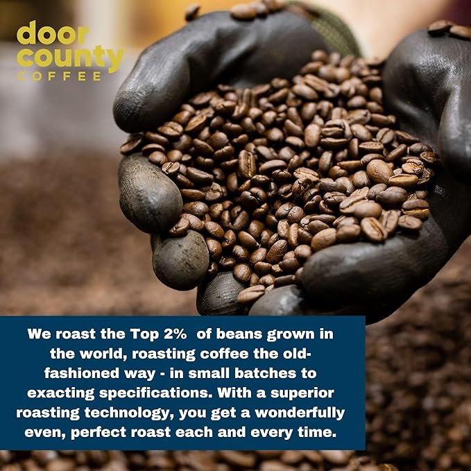 Door County Coffee Wisconsin Harvest Blend Flavored Coffee Ground - 8 oz Bag - Fall Seasonal - Medium Roast - 100% Specialty Arabica - Roasted Chestnuts & Toasted Pralines