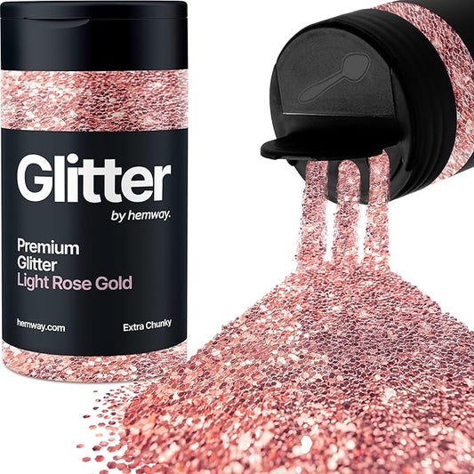 Hemway Premium Glitter Shaker - Light Rose Gold | 115g Extra Chunky Metallic Flake Sequins for Resin & Epoxy Crafts | Craft Supplies for Tumblers, Festival, Art