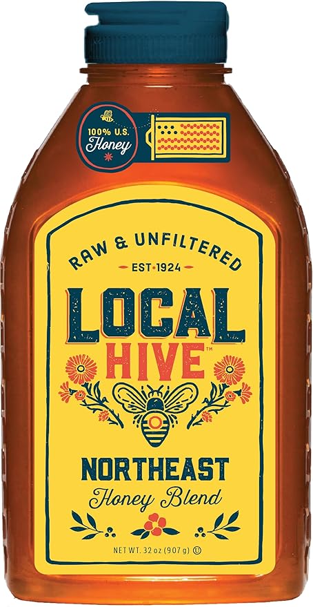 Local Hive Northeast Raw Unfiltered Honey – 32oz, 100% Pure US Honey, Sourced from American Bees and Beekeepers - Natural Sweetener, Ideal for Tea, Baking, and Cooking