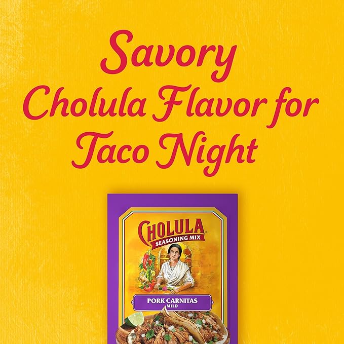 Cholula Seasoning Mix, Pork Carnitas, Mild Heat, For Tamales, Pulled Pork Tacos, Burrito Bowls, Dips and More, 1.3 oz (Pack of 12)
