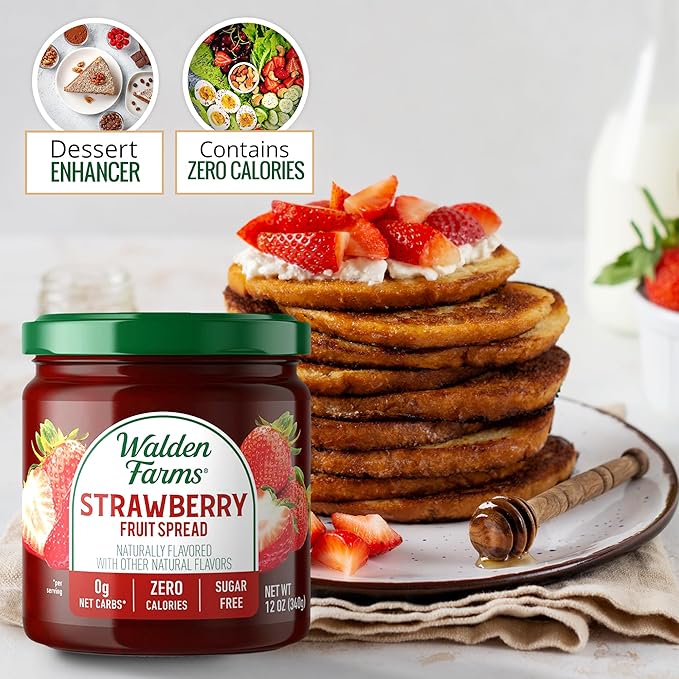 Walden Farms Fruit Spread Variety Pack Blueberry, Raspberry & Strawberry Fruit Flavors – Zero Calorie, Low Carb, Keto-Friendly, Vegan, Sugar-Free – 3-Pack, 12 oz Bottles
