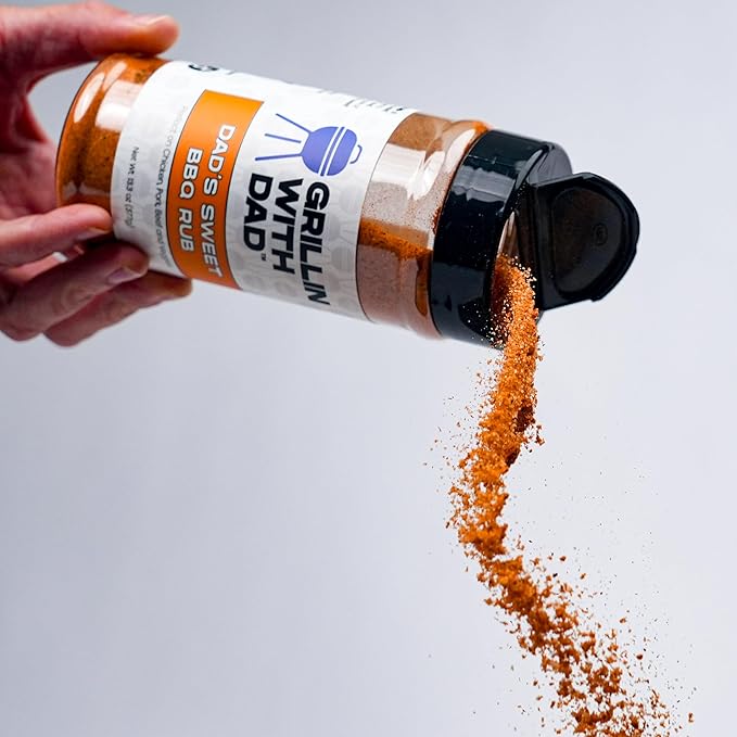 Grillin With Dad Sweet BBQ Rub - Great Tasting Seasonings - Contains Honey Powder - Best Rub For Ribs, Pulled Pork and BBQ - Gluten Free