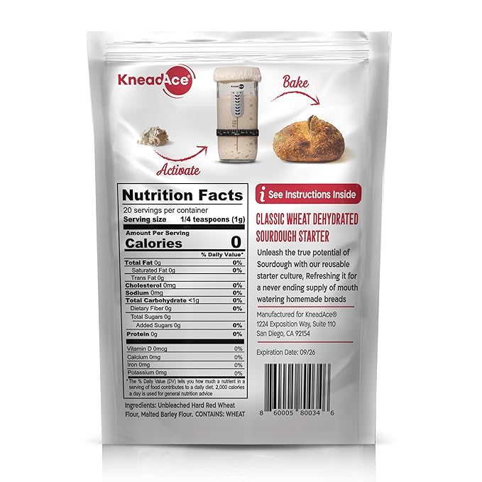 KneadAce Sourdough Starter Culture ??Fast-Activating Natural Wild Yeast for Homemade Bread ??Dehydrated Sourdough Starter for Baking Artisan Loaves, Easy to Use & Perfect for Beginners