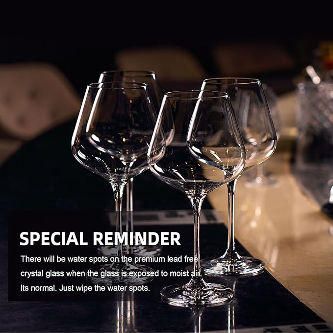 Red Wine Glasses Set of 4, Hand Blown Italian Style Crystal Burgundy Wine Glasses, Lead-Free Premium Clear Glass [23 oz/650ml，4 Pack ]