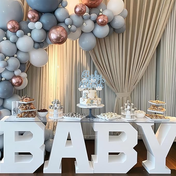 Baby in Bloom Cake Topper - Glitter Light Blue Baby Shower Cake Decorations for Boy or Girl, for Baby Birthday Party or Gender Reveal Party Photo Booth Props