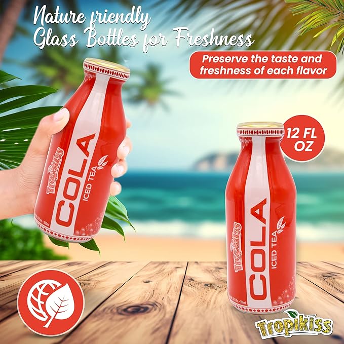 Tropikiss 12-Pack Cola Iced Tea – Antioxidant-Rich Refreshing Drink | Natural Bottled Ice Tea | Healthy & Flavorful Beverage