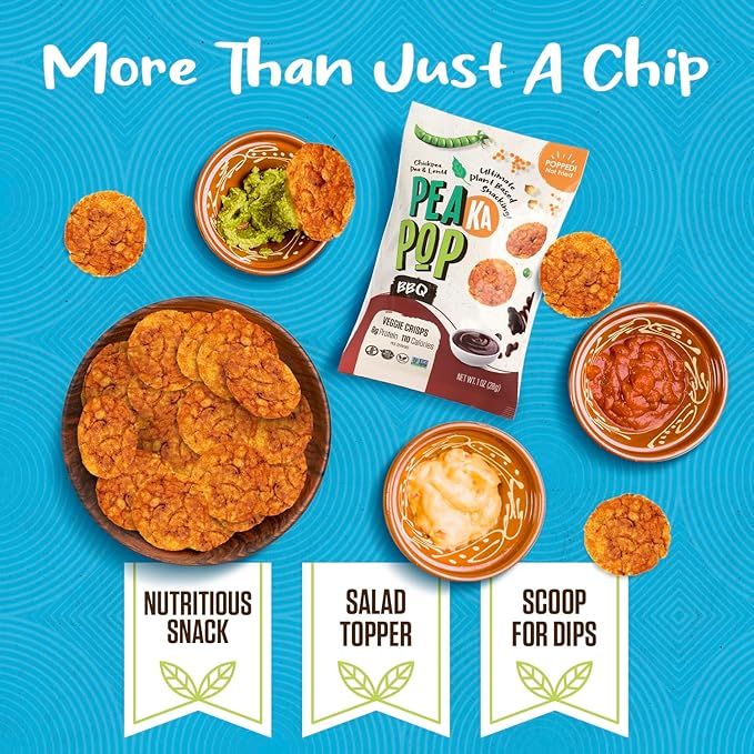 PeaKaPop Veggie Chips ??Plant-Based, Healthy Veggie Crisps with Pea, Lentil & Chickpea Protein ??Vegan, Gluten-Free, Popped Chips ??Snack Size for Kids & Adults ??1 oz Bags (15-Pack) ??Variety Pack