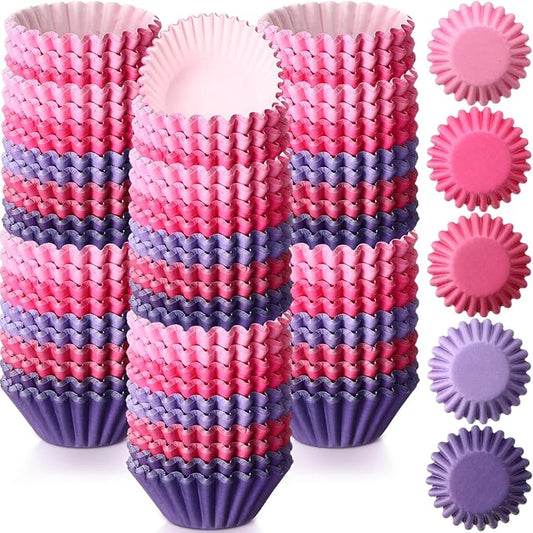 Zonon 1000 Counts Cupcake Liners for Baking Liners Paper Cupcake Wrappers Bulk Cup Cake Cases Muffin Baking Paper Cups for Candy Cooking(Pink and Purple,1.18 Inch-Mini Size)