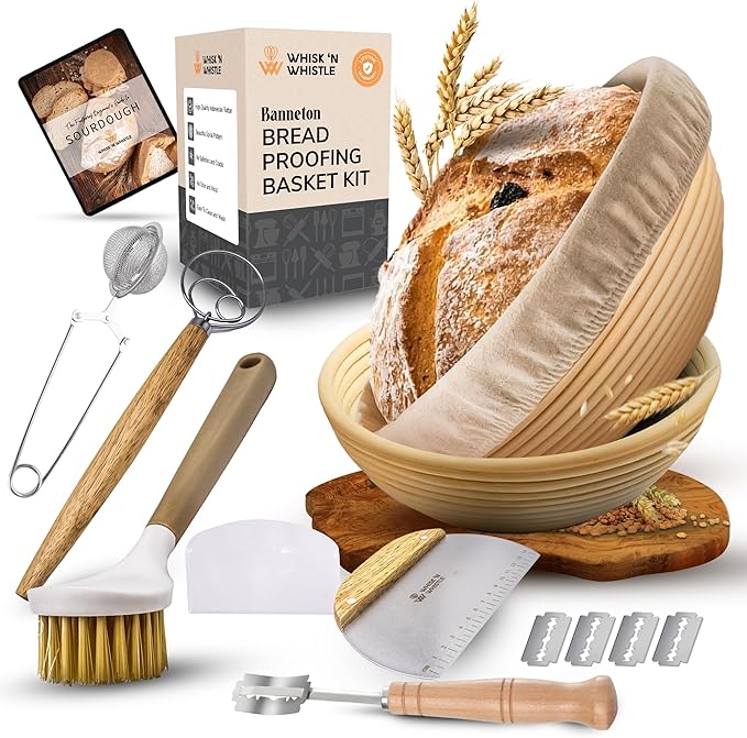 Trailblaze Banneton Bread Proofing Basket - Sourdough Bread Baking Supplies ??Sourdough Starter Kit ??Sourdough Proofing Basket Gift for Bakers - 2x Round Bread Baskets (9 Inch)