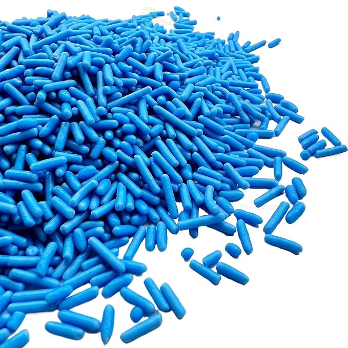 SE Si&Moos Blue Sprinkles Edible Blue Jimmies Soft Jimmy Sprinkles Halloween Cake Decorations Christmas Cookie Decorations for Topping Ice Cream, Cookies, Cakes, Cupcakes, Dessert Decorating 2.75 OZ