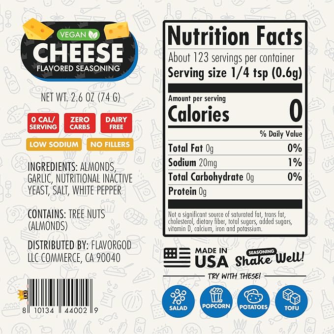 Flavor God Cheese Flavored Seasoning Mix, 2 Bottles, Premium All-Natural Spice Blend for Chicken, Seafood, Vegetables, Eggs, Ravioli, Tacos, & Pasta - Kosher, Dairy-Free, Gluten-Free, Keto Friendly