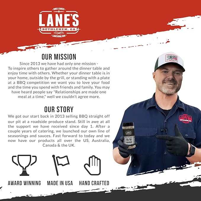 Lane's BBQ Salt and Pepper 50/50 | Coarse Salt and 16 Mesh Black Pepper | Bulk Spices | Gluten-Free | 12.5oz Bottle