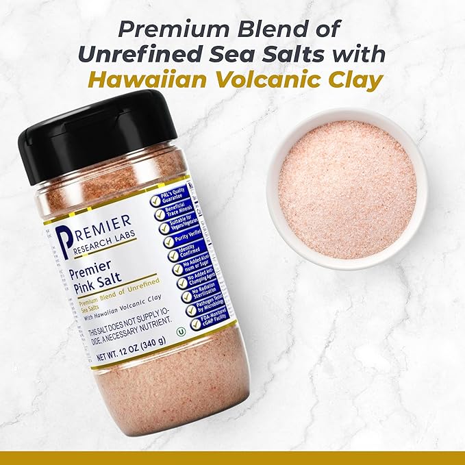 Premier Research Labs Pink Salt ??Hawaiian Red Alaea Sea Salt Blend for Food, Cooking, and Eating ??Flaky, Unrefined, and Additive-Free, 12 oz