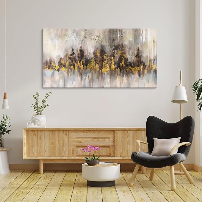 YDYSUNE Gold Abstract Wall Decor - Brown Canvas Wall Art for Living Room- Large Modern Artwork - Oil Painting Pictures for Bedroom Kitchen Home Office