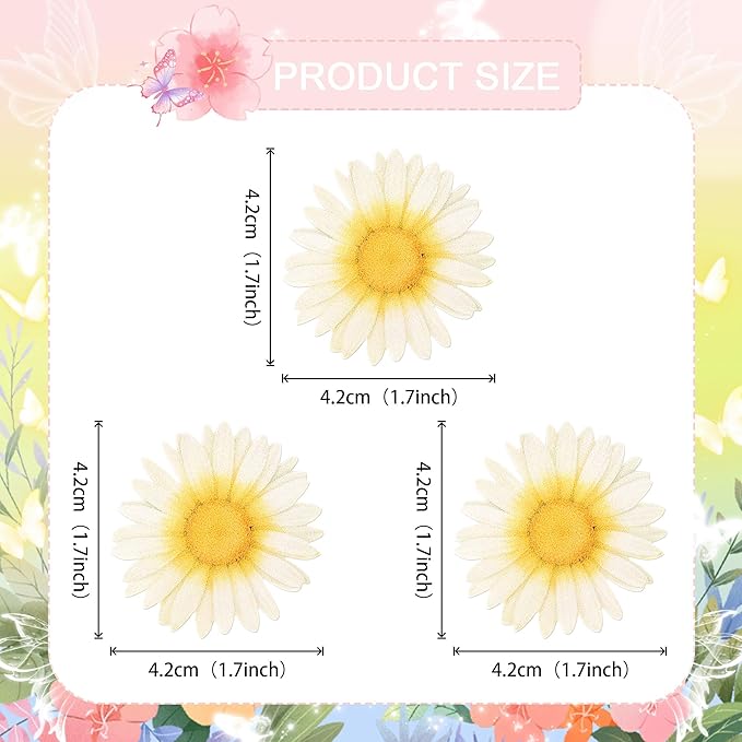 60 Pack Edible Flower Cupcake Toppers Wafer Paper Beautiful Flower Cake Picks for Wedding Birthday Theme Baby Shower Party Cake Decorations Supplies Light Yellow