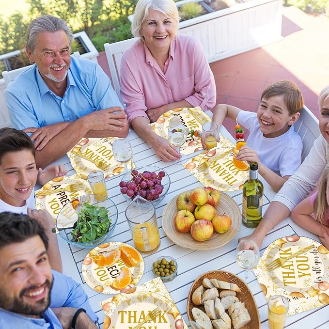 96Pcs We Appreciate You Party Plates and Napkins Employee Staff Appreciation Plates Thank You Theme Party Disposable Thankful Tableware Set for 24 Guests Staff Teacher Doctor Pastor Favors Supplies
