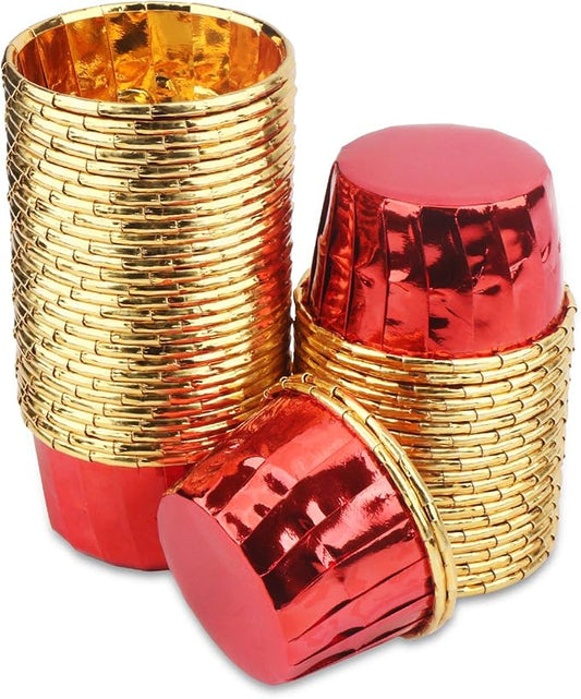 Cupcake Liner, Eusoar 50pcs 3.5 Ounce Disposable Pudding Holders, Muffin Liners, Aluminum Foil Baking Cups, Muffin Baking Cups, Foil Ramekins, Muffin Pan, Cupcake Wrappers, Cupcake Ramekin Holder Cups