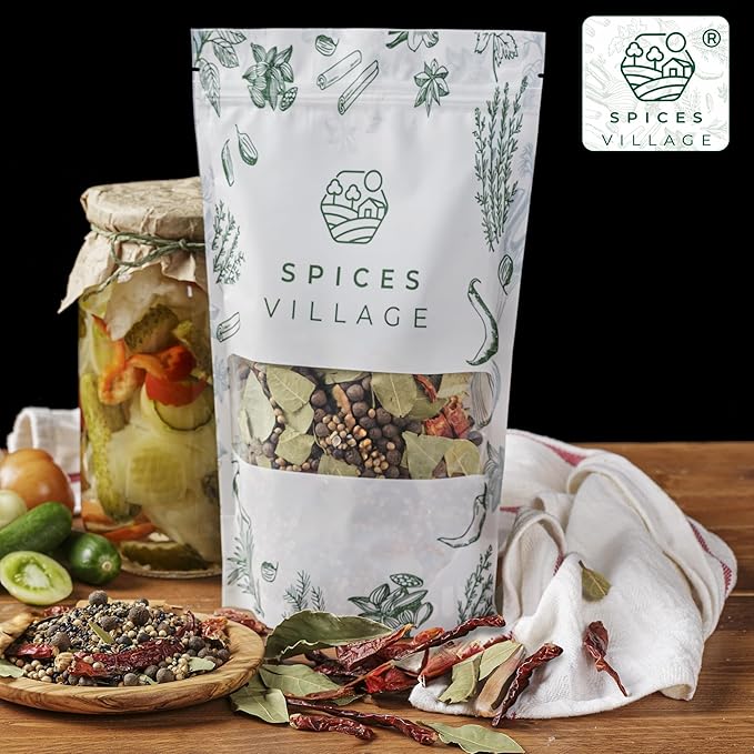 SPICES VILLAGE Pickling Spices for Corned Beef, Pickling Spices Mix for Pickles and Canning, 6.5oz, Pickling Seasoning Blend Kit - Kosher, Gluten Free, Non GMO, Resealable Bulk Bag