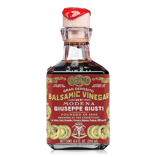 Giusti Italian Balsamic Vinegar of Modena IGP - 3 Gold Medals, Rich & Thick Gran Deposito Aceto Balsamico di Modena for Salads, Cheese & Finishing Touches, Made in Italy ??8.45 fl oz/250 ml -Pack of 1