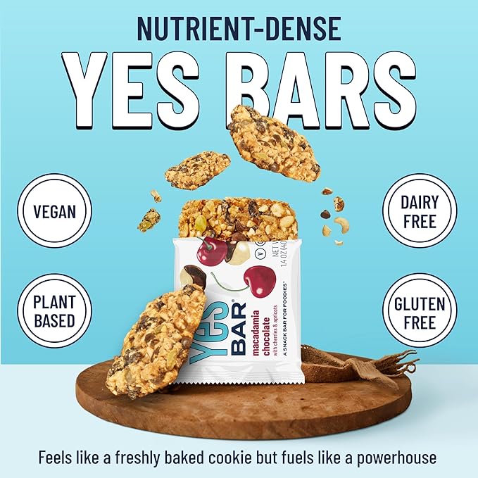The YES Bar YES Bar ??Macadamia Chocolate ??Plant Based Protein, Decadent Snack Bar ??Vegan, Paleo, Gluten Free, Dairy Free, Low Sugar, Healthy Snack, Breakfast, Low Carb, Keto Friendly (Pack of 6)